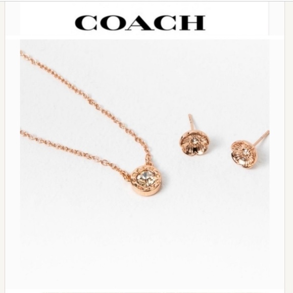 Coach necklace and earrings rose tone set NWT - Picture 3 of 5